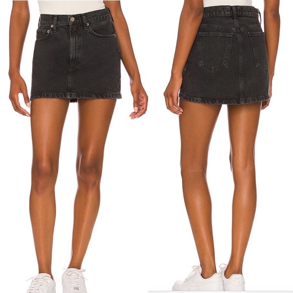 Agolde Liv Mini Skirt Black Denim in Vapor Size 30 New with Tag NWT